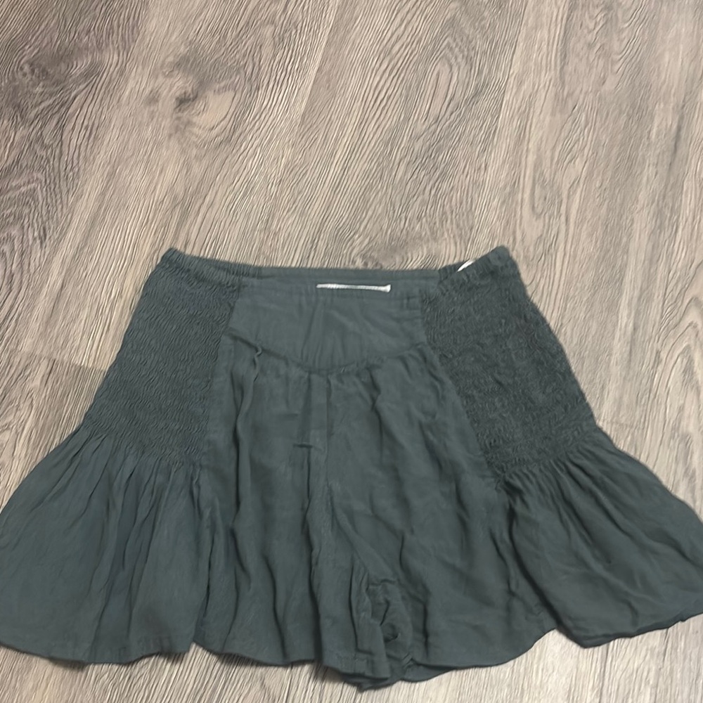 Manaola Gray Ruffled Skater Mini Skirt